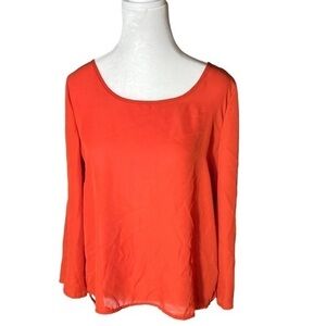 New Look Blouse Backside Button Down Orange Top Size Medium‎